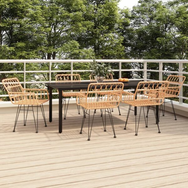 vidaXL 7 Piece Patio Dining Set Poly Rattan