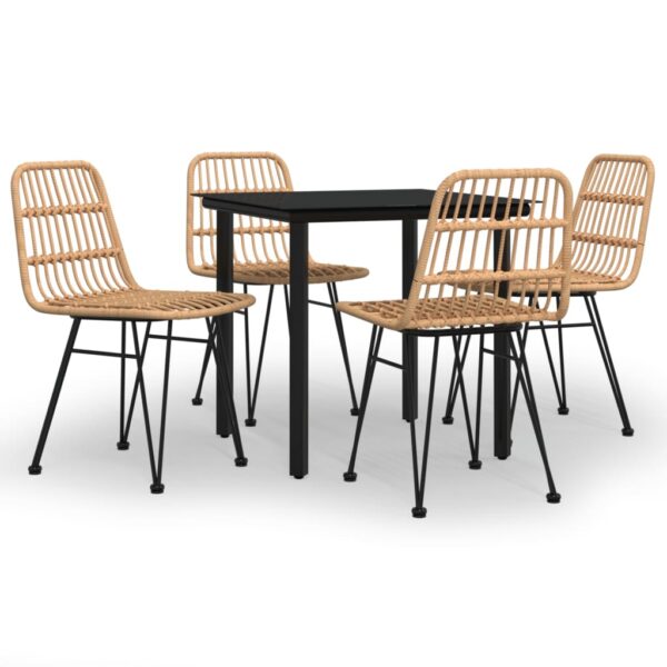 vidaXL 5 Piece Patio Dining Set Poly Rattan - Image 2