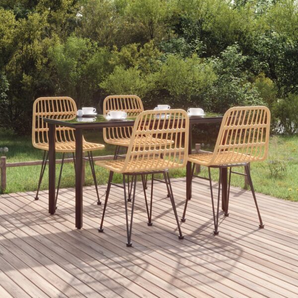 vidaXL 5 Piece Patio Dining Set Poly Rattan