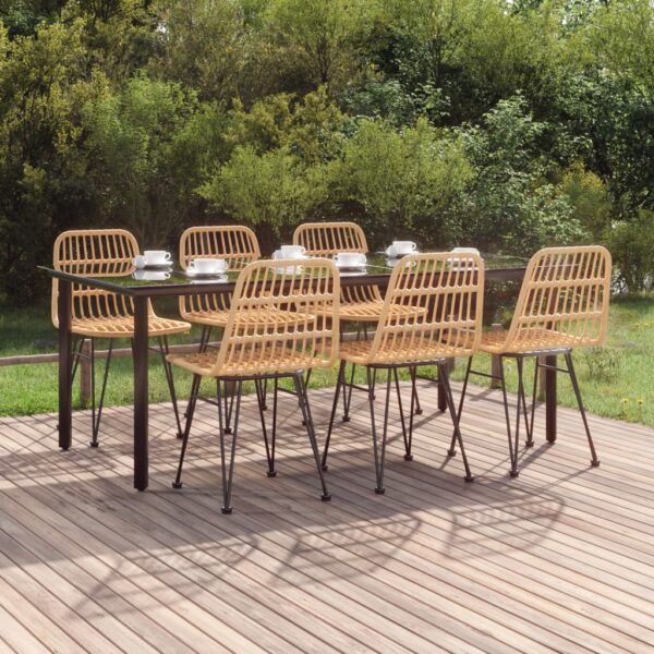 vidaXL 7 Piece Patio Dining Set Poly Rattan