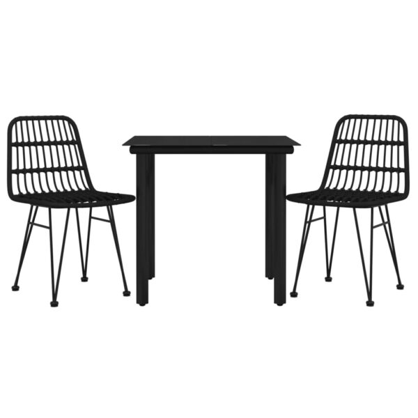 vidaXL 3 Piece Patio Dining Set Black Poly Rattan - Image 3