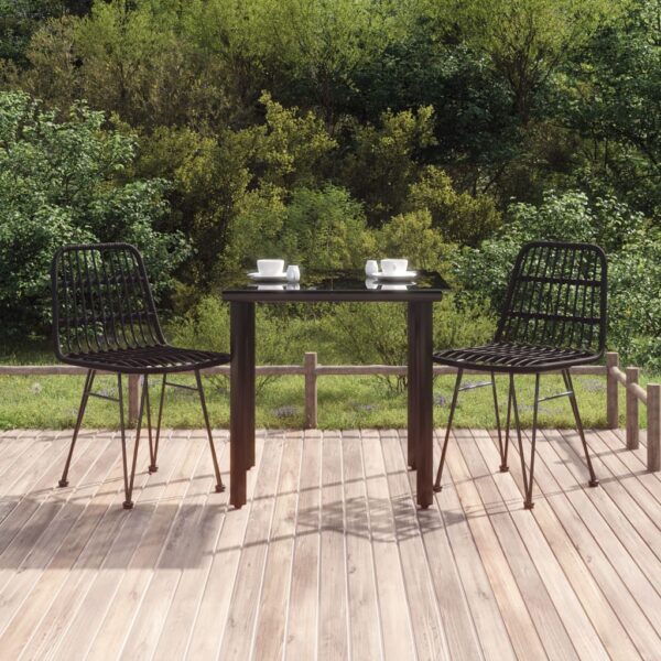 vidaXL 3 Piece Patio Dining Set Black Poly Rattan