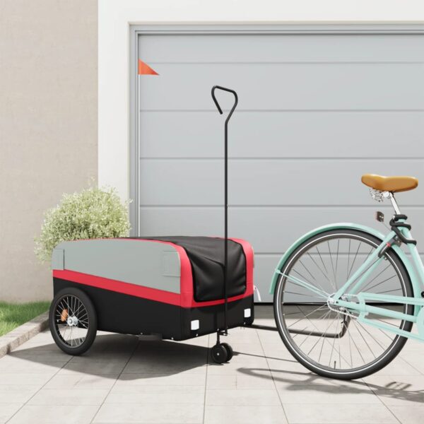 vidaXL Bike Trailer Black and Red 99.2 lb Iron