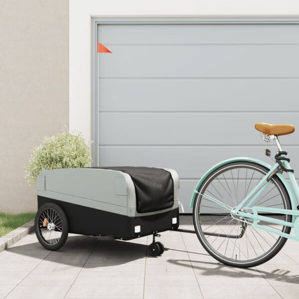 vidaXL Bike Trailer Black and Gray 99.2 lb Iron