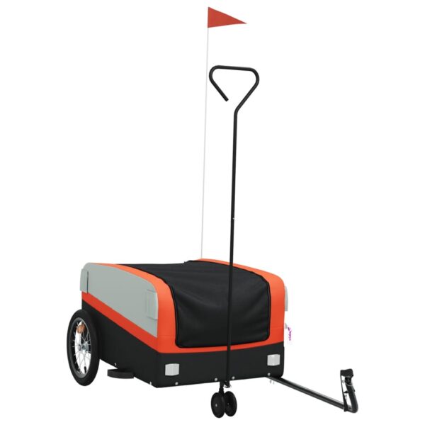 vidaXL Bike Trailer Black and Orange 99.2 lb Iron - Image 2