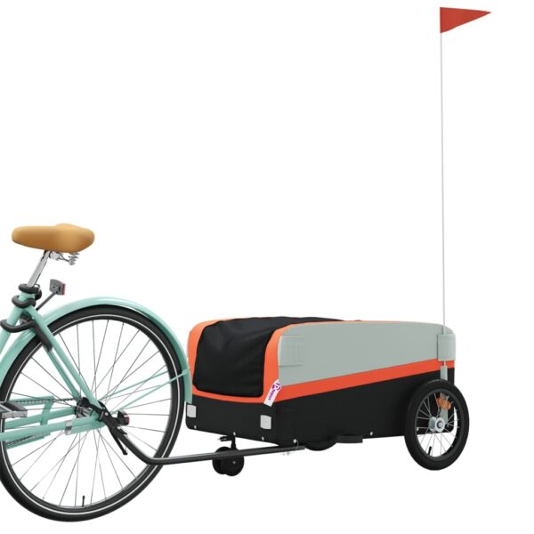 vidaXL Bike Trailer Black and Orange 99.2 lb Iron - Image 3