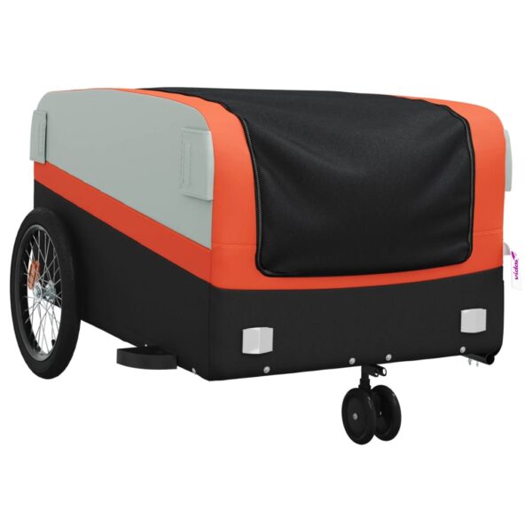 vidaXL Bike Trailer Black and Orange 99.2 lb Iron - Image 4