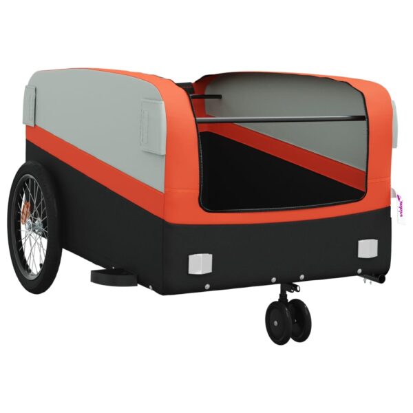 vidaXL Bike Trailer Black and Orange 99.2 lb Iron - Image 5