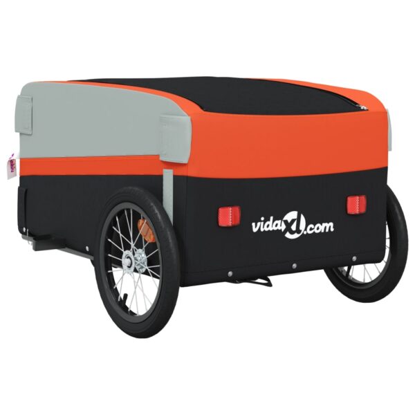 vidaXL Bike Trailer Black and Orange 99.2 lb Iron - Image 8