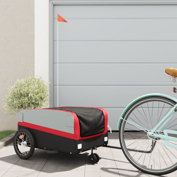 vidaXL Bike Trailer Black and Red 99.2 lb Iron