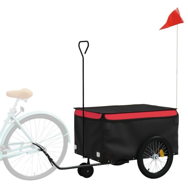 vidaXL Bike Trailer Black and Red 66.1 lb Iron - Image 3