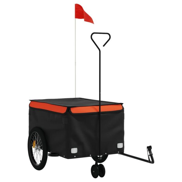 vidaXL Bike Trailer Black and Orange 99.2 lb Iron - Image 2