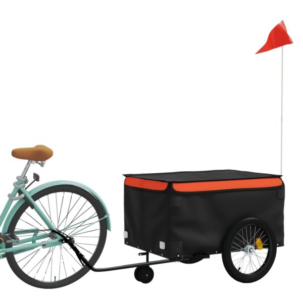 vidaXL Bike Trailer Black and Orange 99.2 lb Iron - Image 3