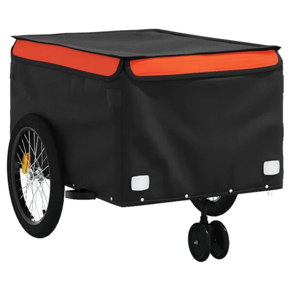 vidaXL Bike Trailer Black and Orange 99.2 lb Iron - Image 4