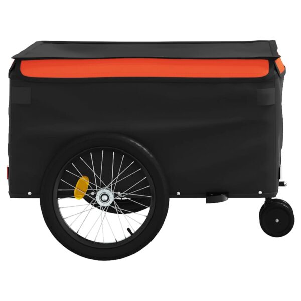 vidaXL Bike Trailer Black and Orange 99.2 lb Iron - Image 7