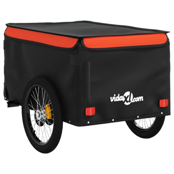 vidaXL Bike Trailer Black and Orange 99.2 lb Iron - Image 8