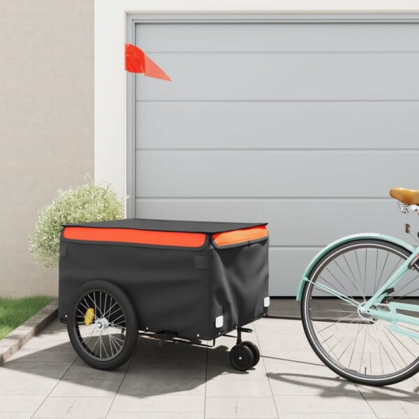 vidaXL Bike Trailer Black and Orange 99.2 lb Iron