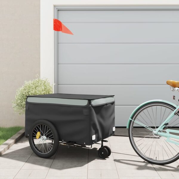 vidaXL Bike Trailer Black and Gray 99.2 lb Iron