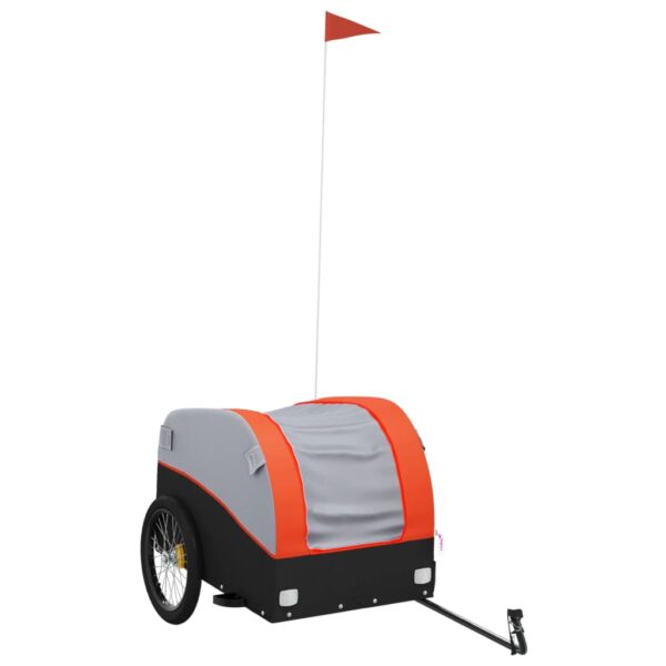 vidaXL Bike Trailer Black and Orange 99.2 lb Iron - Image 2