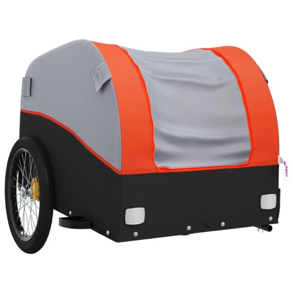 vidaXL Bike Trailer Black and Orange 99.2 lb Iron - Image 4