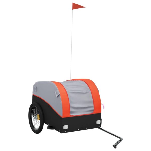 vidaXL Bike Trailer Black and Orange 99.2 lb Iron - Image 2