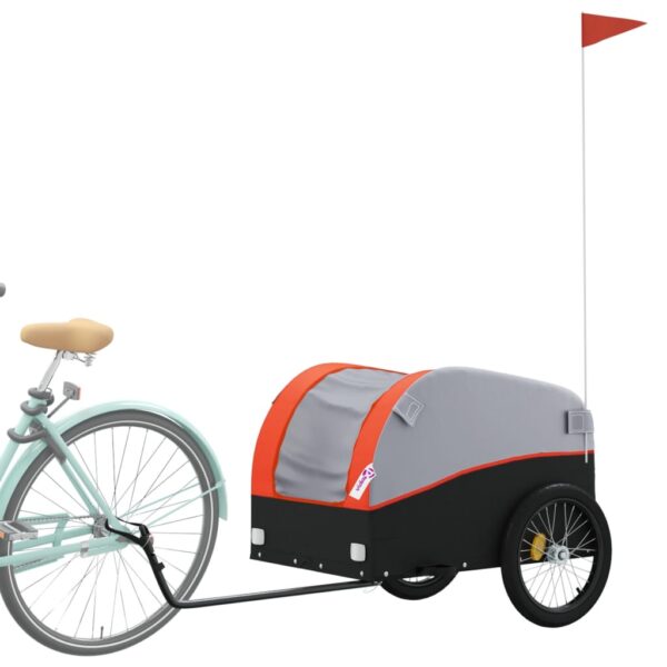 vidaXL Bike Trailer Black and Orange 99.2 lb Iron - Image 3