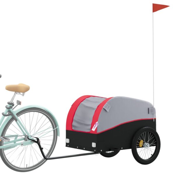 vidaXL Bike Trailer Black and Red 99.2 lb Iron - Image 3