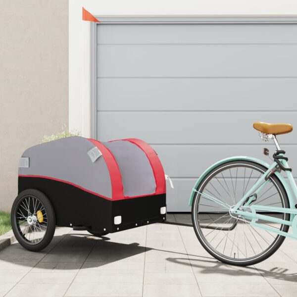 vidaXL Bike Trailer Black and Red 99.2 lb Iron