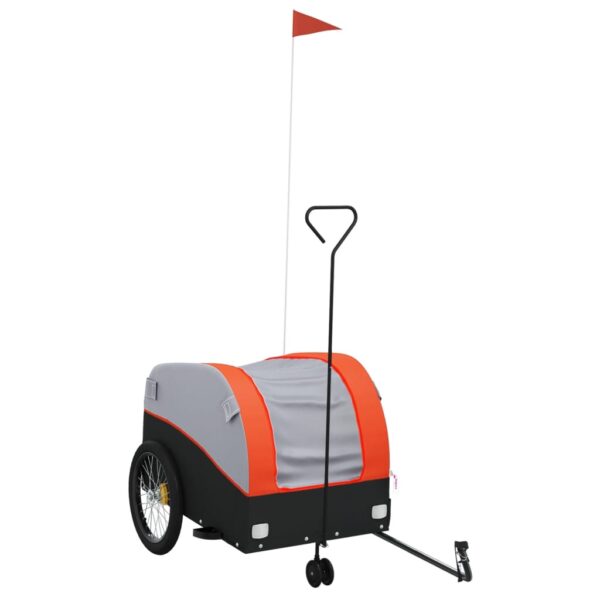 vidaXL Bike Trailer Black and Orange 99.2 lb Iron - Image 2