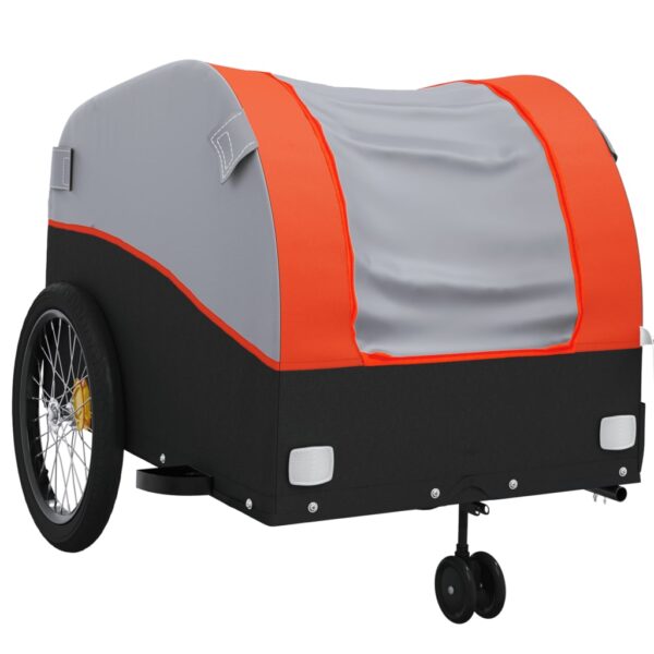 vidaXL Bike Trailer Black and Orange 99.2 lb Iron - Image 4