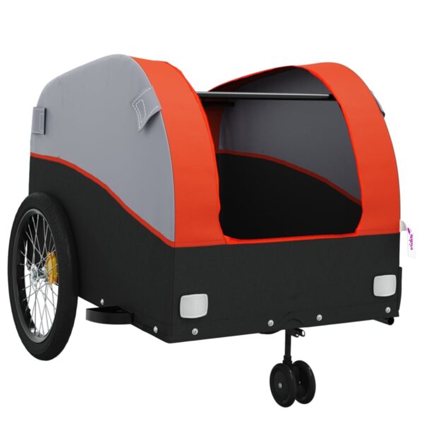 vidaXL Bike Trailer Black and Orange 99.2 lb Iron - Image 5