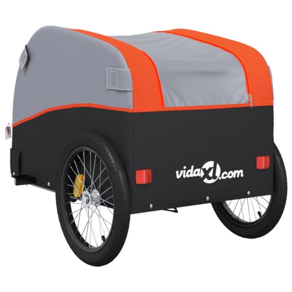 vidaXL Bike Trailer Black and Orange 99.2 lb Iron - Image 8