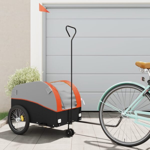 vidaXL Bike Trailer Black and Orange 99.2 lb Iron