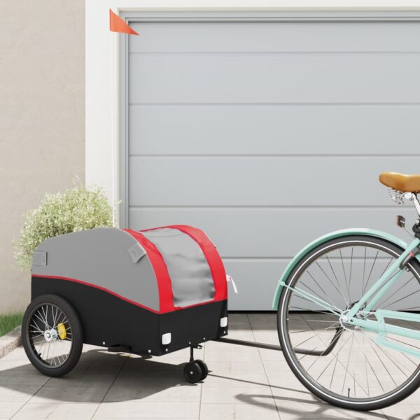 vidaXL Bike Trailer Black and Red 99.2 lb Iron