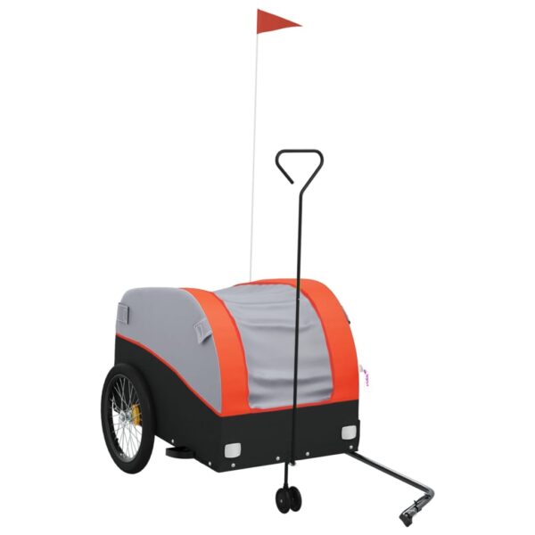 vidaXL Bike Trailer Black and Orange 99.2 lb Iron - Image 2