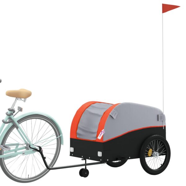 vidaXL Bike Trailer Black and Orange 99.2 lb Iron - Image 3