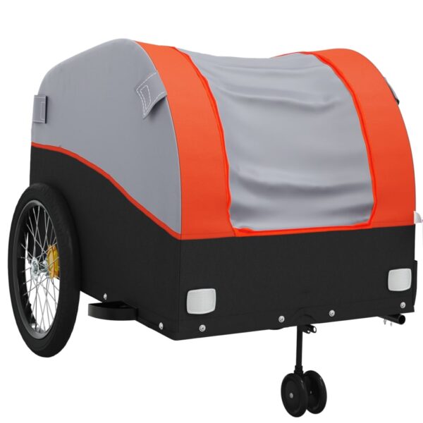 vidaXL Bike Trailer Black and Orange 99.2 lb Iron - Image 4