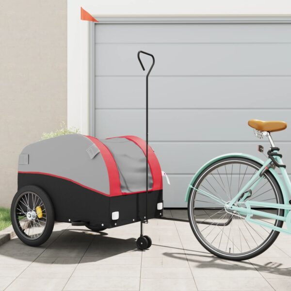 vidaXL Bike Trailer Black and Red 99.2 lb Iron