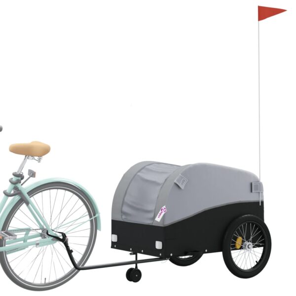 vidaXL Bike Trailer Black and Gray 99.2 lb Iron - Image 3