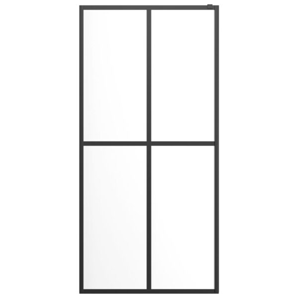 vidaXL Walk-in Shower Wall with Shelf Black 31.5"x76.8" ESG Glass&Aluminum - Image 4