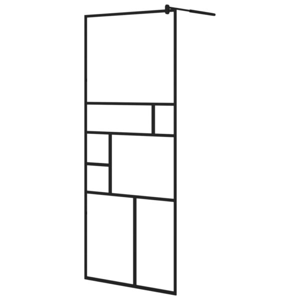 vidaXL Walk-in Shower Wall with Shelf Black 31.5"x76.8" ESG Glass&Aluminum - Image 3