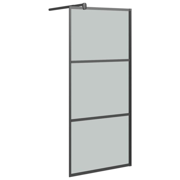 vidaXL Walk-in Shower Wall with Shelf Black 31.5"x76.8" ESG Glass&Aluminum - Image 3