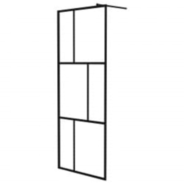 vidaXL Walk-in Shower Wall with Shelf Black 35.4"x76.8" ESG Glass&Aluminum - Image 2