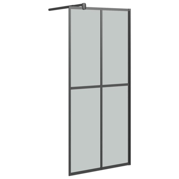 vidaXL Walk-in Shower Wall with Shelf Black 35.4"x76.8" ESG Glass&Aluminum - Image 3