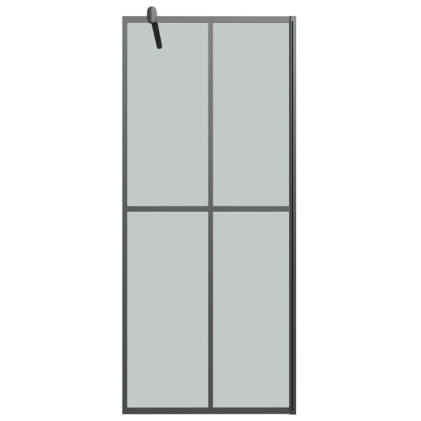 vidaXL Walk-in Shower Wall with Shelf Black 35.4"x76.8" ESG Glass&Aluminum - Image 4