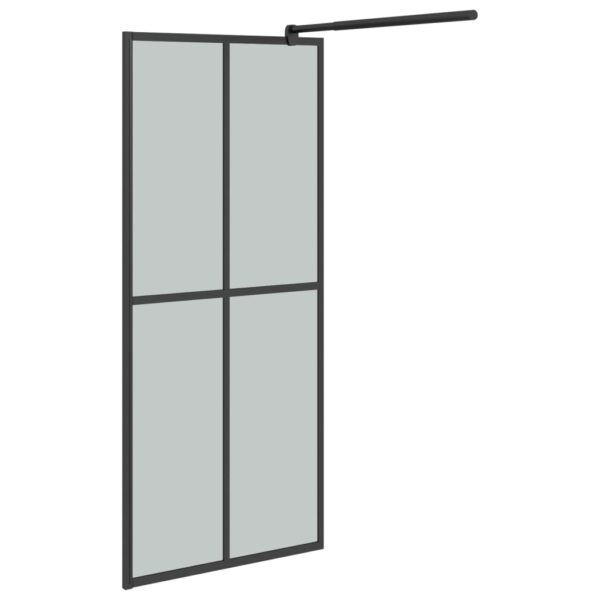 vidaXL Walk-in Shower Wall with Shelf Black 35.4"x76.8" ESG Glass&Aluminum - Image 5