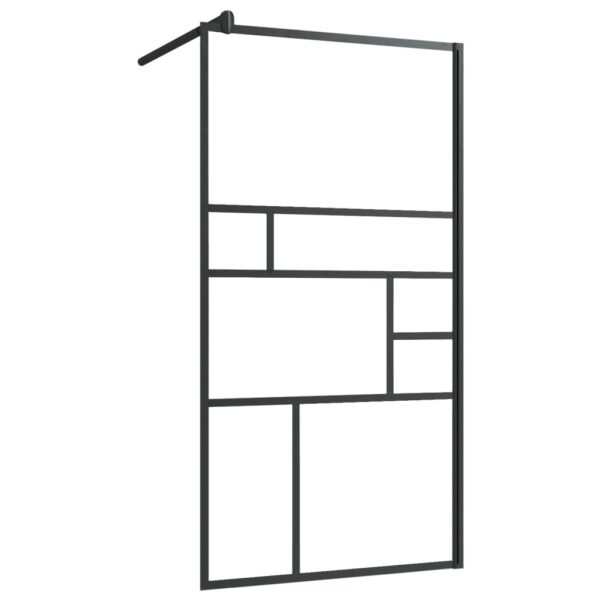 vidaXL Walk-in Shower Wall with Shelf Black 39.4"x76.8" ESG Glass&Aluminum - Image 3