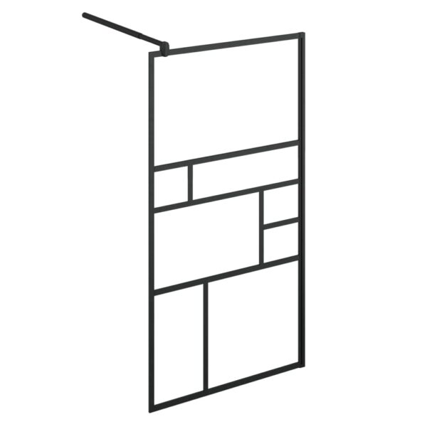 vidaXL Walk-in Shower Wall with Shelf Black 39.4"x76.8" ESG Glass&Aluminum - Image 5