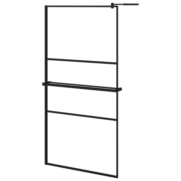 vidaXL Walk-in Shower Wall with Shelf Black 39.4"x76.8" ESG Glass&Aluminum - Image 2