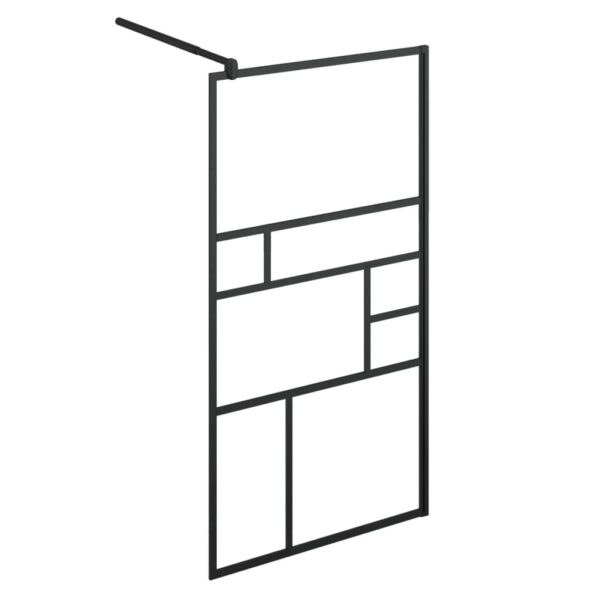 vidaXL Walk-in Shower Wall with Shelf Black 45.3"x76.8" ESG Glass&Aluminum - Image 5